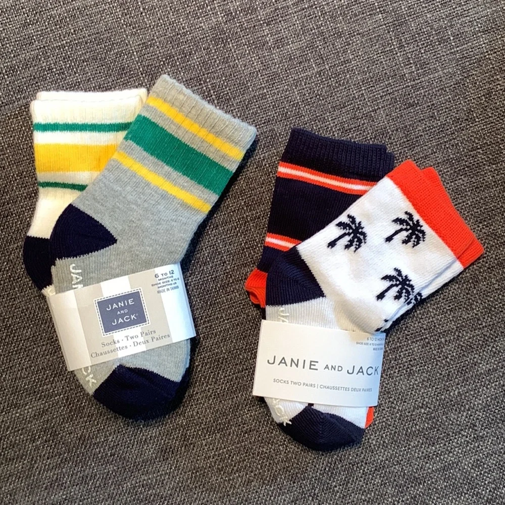 Janie and Jack Baby Boy Bundle 4 Pair of Socks
